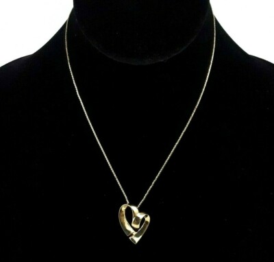 Monet Gold Tone Heart Pendant Chain Necklace 