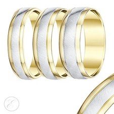 9ct Two Colour Yellow & White Gold Wedding Ring Court Shape 5mm,6mm Band