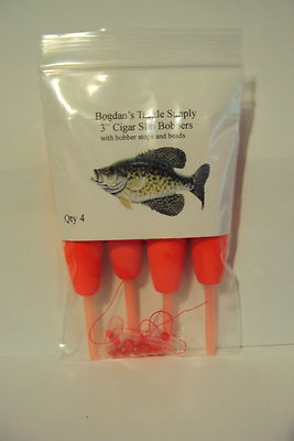 (2) 4pks 3'' Slip Bobbers Cigar Float beads & bobber stops Panfish, Bass, Crappie