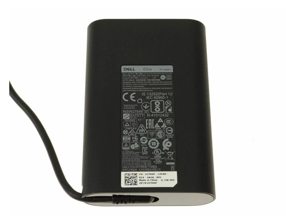 Dell Laptop Charger 65W Watt USB Type C AC Power Adapter With Power Cord New - Image 2 of 4