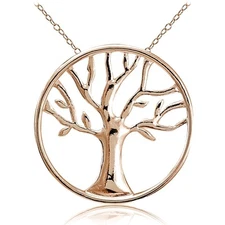 Rose Gold Tone over Sterling Silver Tree of Life Necklace