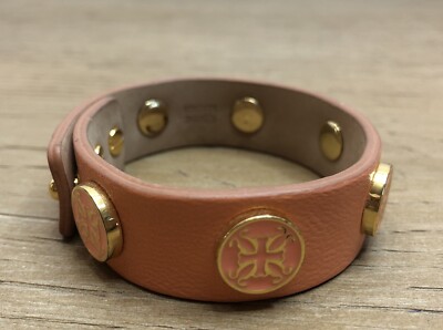 Rustic Cuff Meagen Wide Pastel Peach/Gold Logos Leather Single Wrap