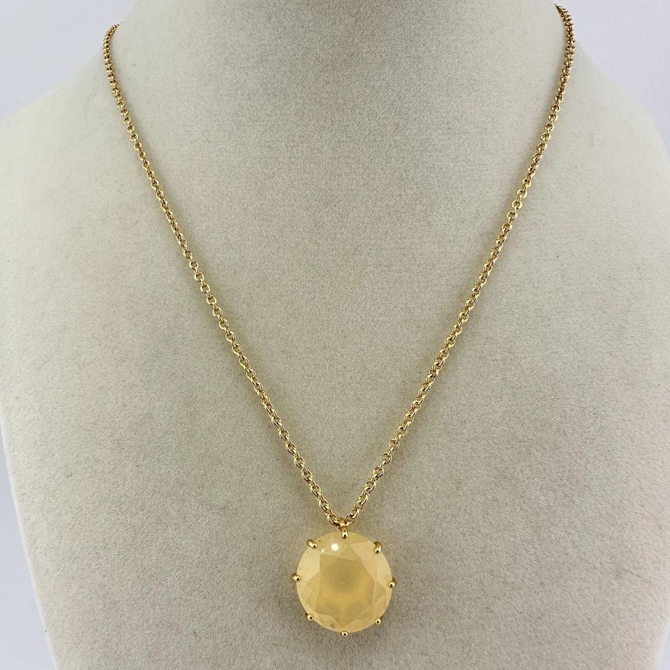 Ожерелье кулон 28 дюймов Les Néréides La Diamantine 14K GP ограненное вручную желтое стекло - Изображение 2 из 4