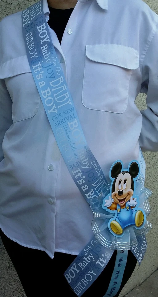 1 Baby душ ~ мама быть пояс с Микки Маус ~ синий/мальчик, лента, Favors, Niño, Saf - Изображение 3 из 4