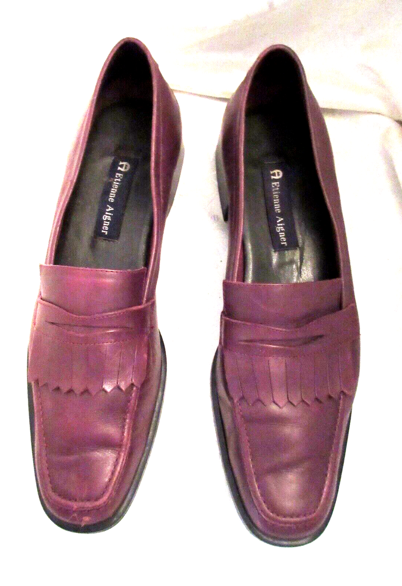 VTG. E. AIGNER BURGUNDY-BROWN LEATHER Loafers MULES KILTIE  display picture 1