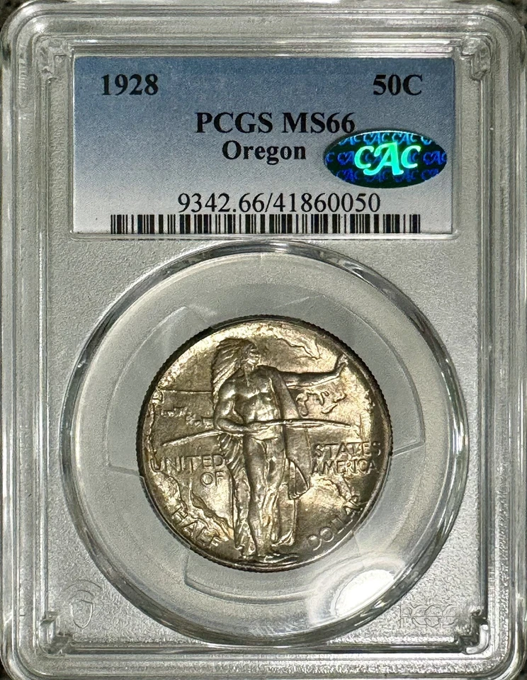 1928 50c Oregon Trail Old Commemorative PCGS MS-66+CAC - Image 2 of 4