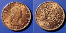 Great Britain 1955 2 Shillings - Elizabeth II KM-906 Copper-nickel UNC #73