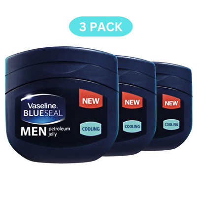 VASELINE BLUESEAL MEN Blue Seal Cooling Petroleum Jelly 250 ML /8.45 OZ (3 pack)