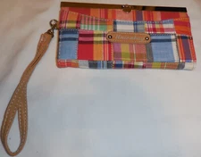 1 UNIONBAY Wristlet Wallet Patchwork Thin 7.5" X 4" with Strap VTG multi color