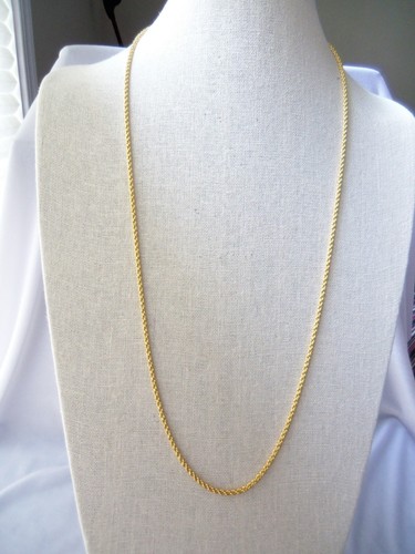 Vintage Gold Tone Twisted Rope Chain Necklace 30" - Picture 2 of 5
