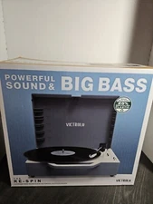 NIB Victrola VSC-725SB GRA Re-Spin Sustainable Bluetooth Suitcase Record Player