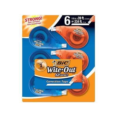 An Item of BIC Wite-Out Brand EZ Correct Correction Tape, White, 6 Count - Pack