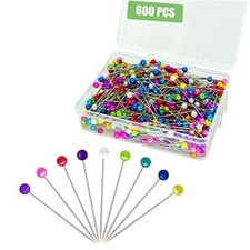 600PCS Sewing Pins Straight Pin for Fabric, Pearlized 600pcs Colorful Head Pins