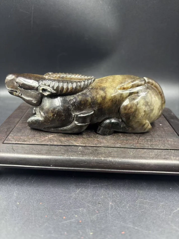 Buey de jade antiguo chino de 5,55 pulgadas Foto 3 de 4