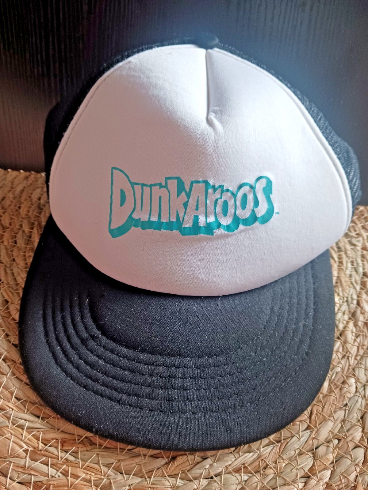 Dunkaroos 90s Nostalgic Snapback Trucker Hat Unisex OSFM Black Teal