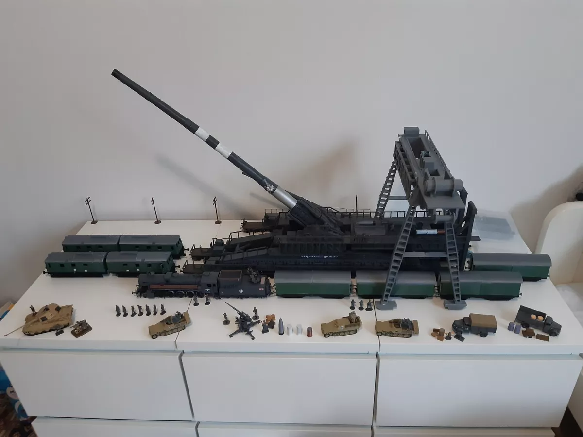 3d printed 1/72 Schwerer Gustav (Heavy Gustav) cannon