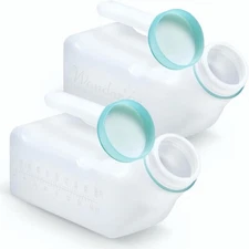 Urinals for Men (2 Pack) Spill Proof with Glow in The Dark Screw Cap