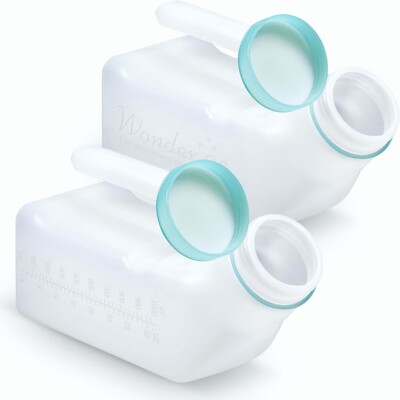 Urinals for Men (2 Pack) Spill Proof with Glow in The Dark Screw Cap