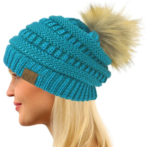 CC Fur Pom Winter Fall Trendy Chunky 