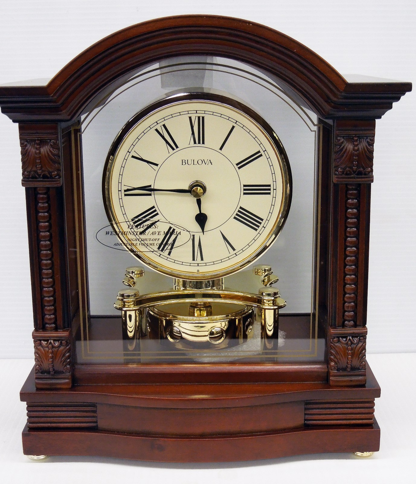 BULOVA MANTEL CLOCK THE BARDWELLIN ANTIQUE WALNUT FINISH B1987 eBay