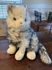 Vintage Gray White Fluffy Persian Cat 18 Tall Plush Realistic Kitty Beautiful
