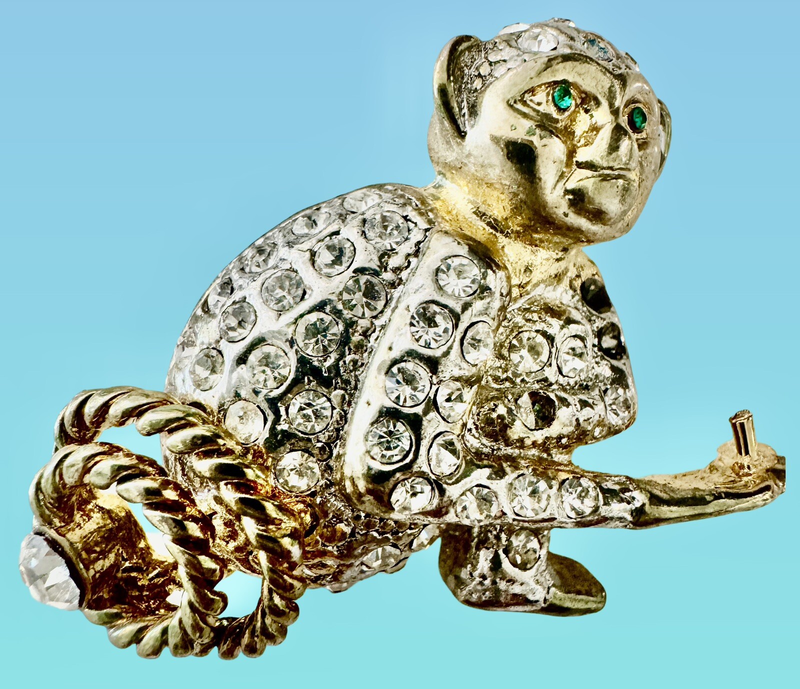 Rhinestone.  Monkey Brooch - image 2