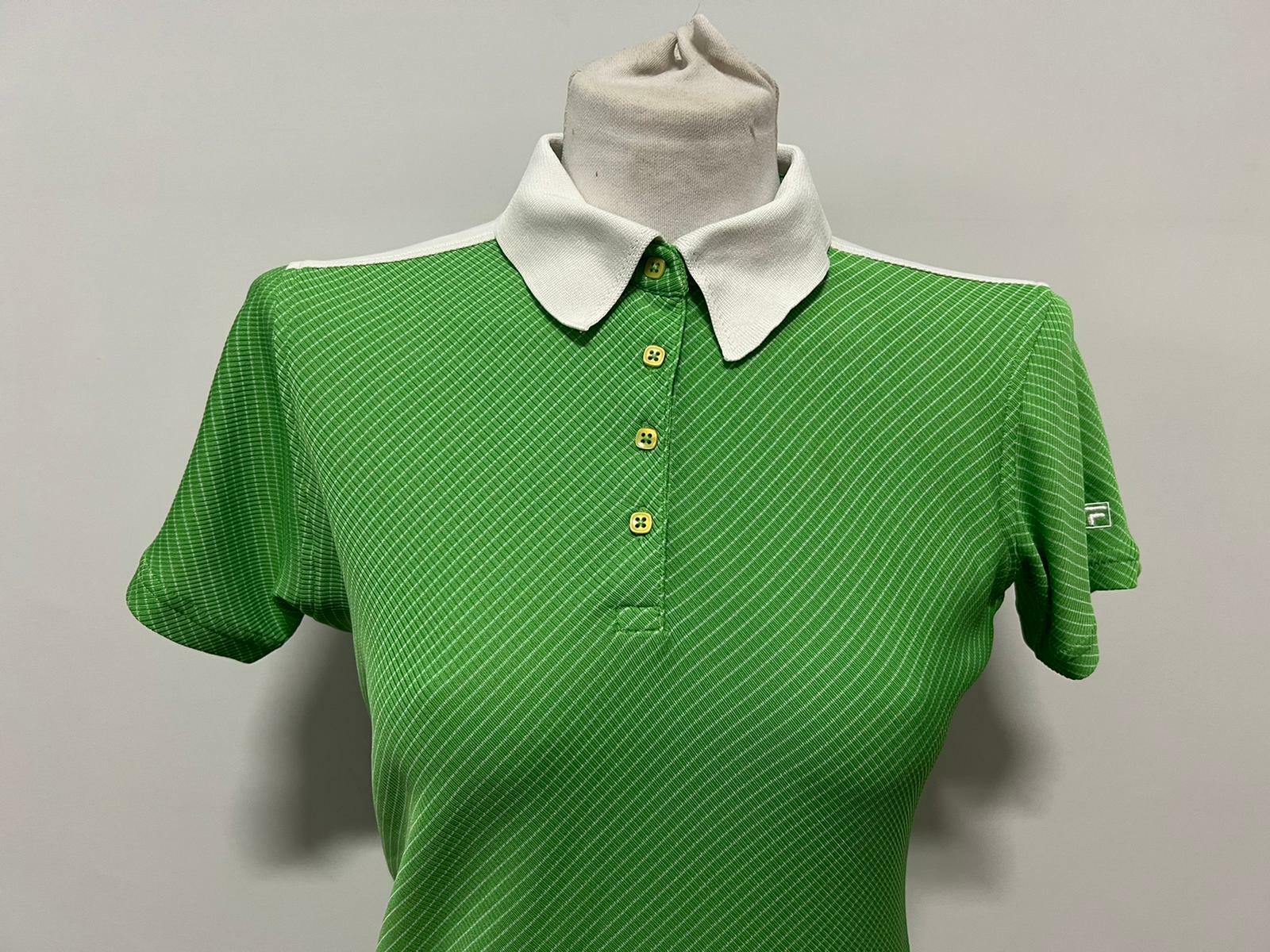 Polo Fila Donna Taglia M Verde Sportivo Manica Corta Woman Logo Maglietta Maglia