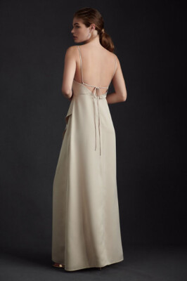 BHLDN EVENING DRESS 4 NEUTRAL REMY LONG SATIN SLIT ANTHROPOLOGIE NWTS $248  | eBay