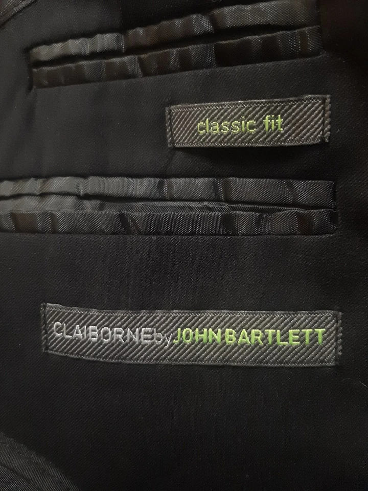 Blazer John Bartlett Clairborne Para Hombres 42 R Negro Traje Clásico Chaqueta Foto 2 de 4