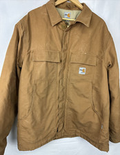 Carhartt Flame Resistant FR Traditional Quilt Lined Coat Jacket Tan Size XL