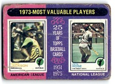 1975 Topps #211 1973 MVPs (Reggie Jackson / Pete Rose)