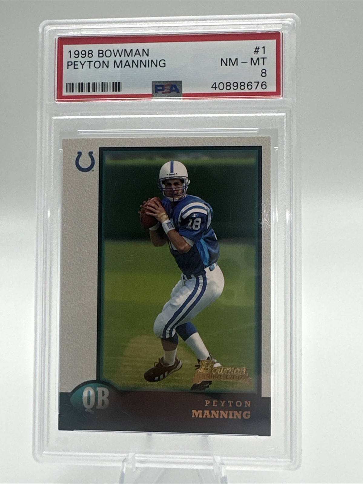 PEYTON MANNING 1998 BOWMAN CHROME RC PSA NM-MT 8