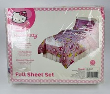 Vtg Sanrio Hello Kitty Full Sheet Set 2006 Bedding Bed Bedroom Home Fashion Home