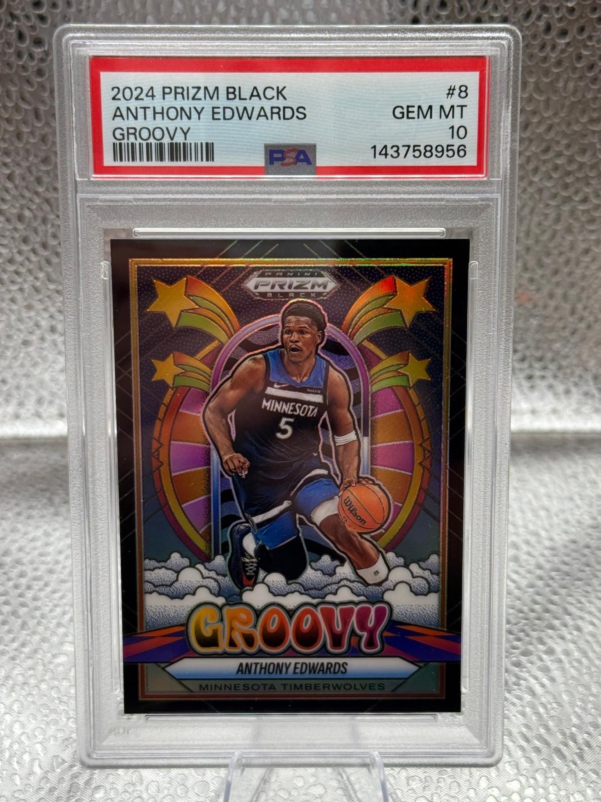 2024 Panini Prizm Black Groovy Anthony Edwards #8 PSA 10