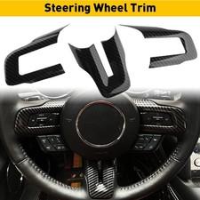 Carbon Fiber Steering Wheel Cover Trim Frame Accessories For Ford Mustang 15-23