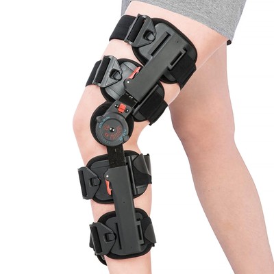 Hinged Knee Brace ROM Adjustable Post Op Knee Support Orthosis Immobilizer Pr...