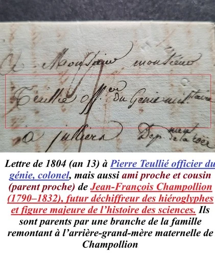 Lettre 1804 au Colonel TEULLIE ami et cousin proche de Jean-François CHAMPOLLION - Photo 3/11