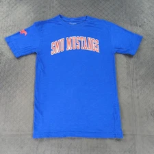 SMU Mustangs T Shirt Champion Blue Short Sleeve Football NCAA Men Medium