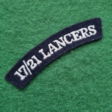 The 17/21st Lancers Embroidered Shoulder Title