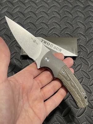 Twosun Knives - TS286 - Titanium and Micarta Scales w/ a 14C28N Blade.