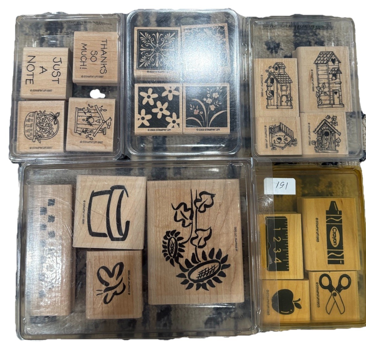 Lot Of 5 Sets Of Stampin Up Mounted Rubber Wood Stamps, Vintage 1993-03 EUC “20”