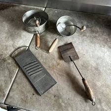 Lot Of Vintage Foley Food Mill Quart Masher Ricer 7" Strainer And 5in And Other