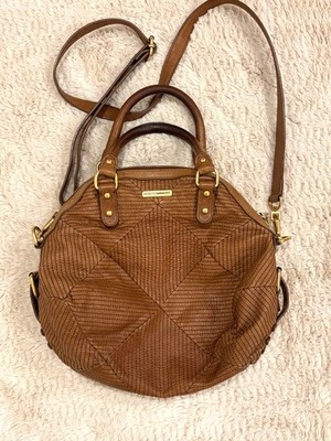 Rebecca Minkoff Brown Leather Circle Satchel Crossbody Bag Round Chevron Quilted