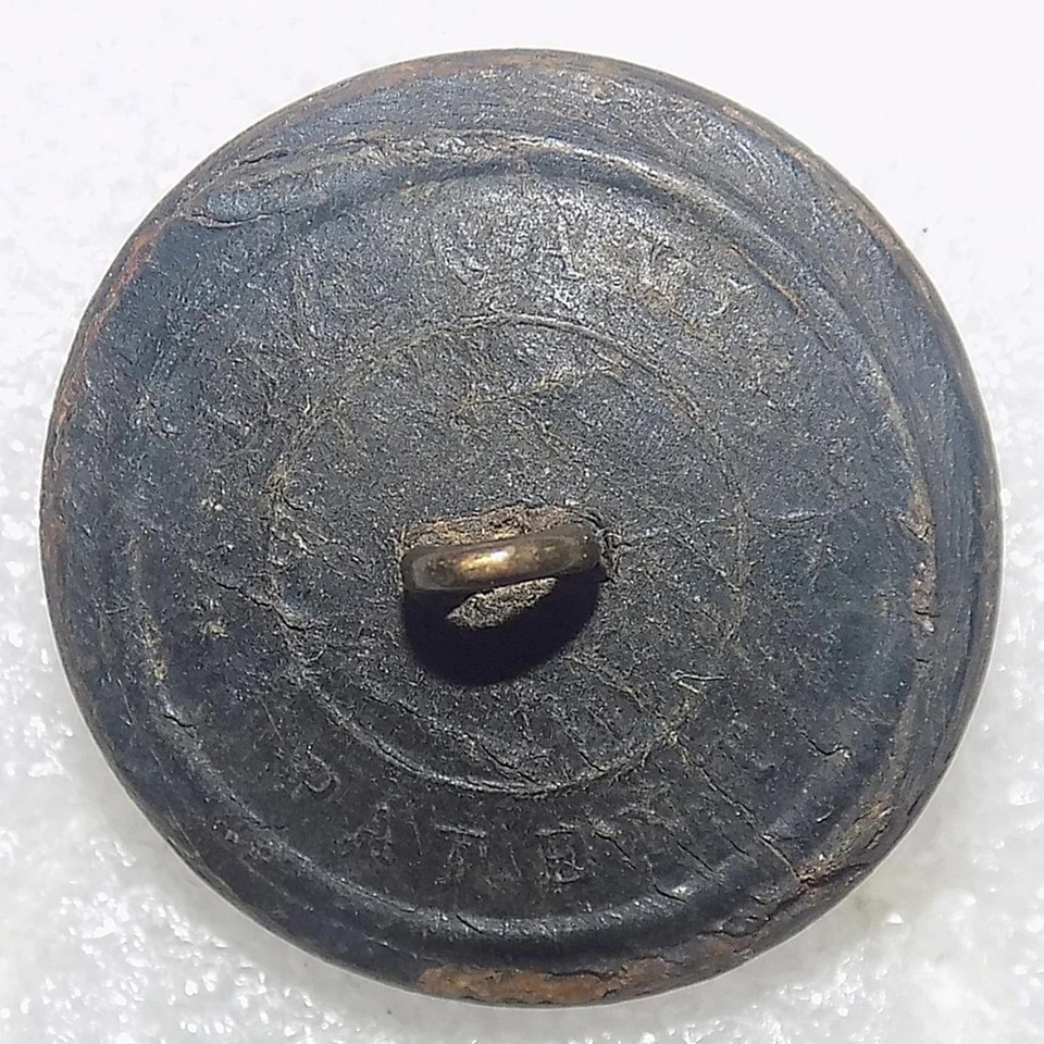 Antique Stamped Horn Button with Galloping Horse 1-1/16" Dia French Stallion - Image 2 of 4