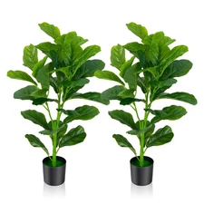Artificial Tree 2-Pack Artificial Fiddle Leaf Fig Tree for Indoor and Outdoor