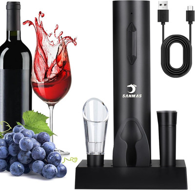 Rechargeable Electric Wine Opener Set, 5-In-1 Automatic Corkscrew with Foil Cutt