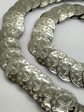 Stamped Concho Belt Stretch 26-36" Silver Tone