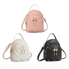 Women Small Backpack PU Embroidery Large Capacity Mini Simple Cute Travel Bag
