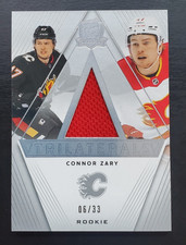 2023-24 UD The Cup Connor Zary Trilaterals Rookie GU Patch 6/33 #TL-CZ Flames