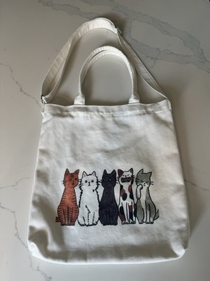 Lucky Cats Cartoon Canvas Tote Shopping Handbag School Book Bag Beach Purse